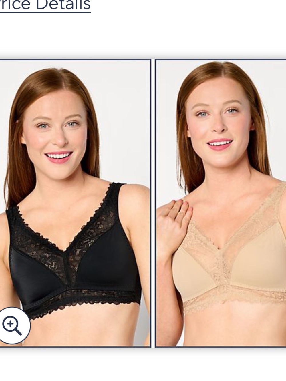 Breezies Black & Nude Lace-Trim Soft Support Wirefree Bra XL. - Picture 5 of 7